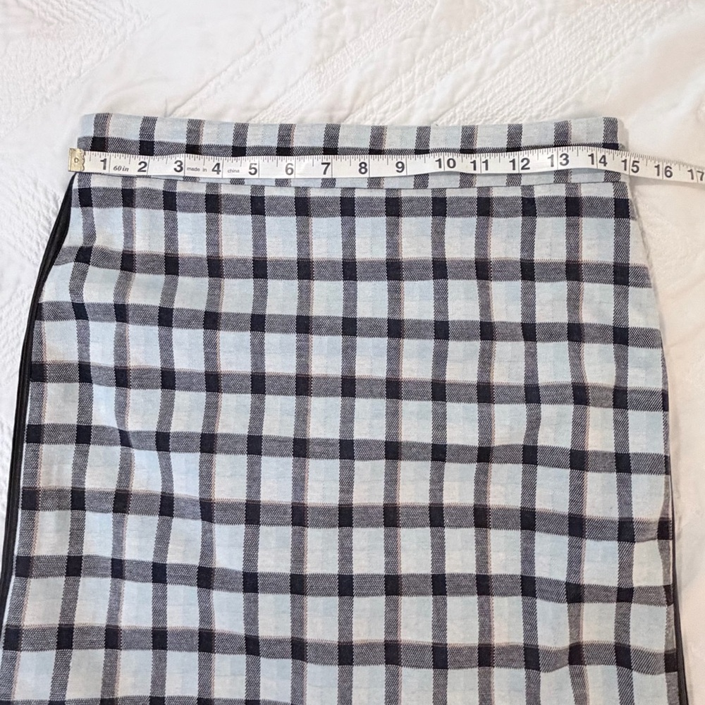 Ann Taylor plaid skirt faux leather trim sz 4 - Picture 7 of 13
